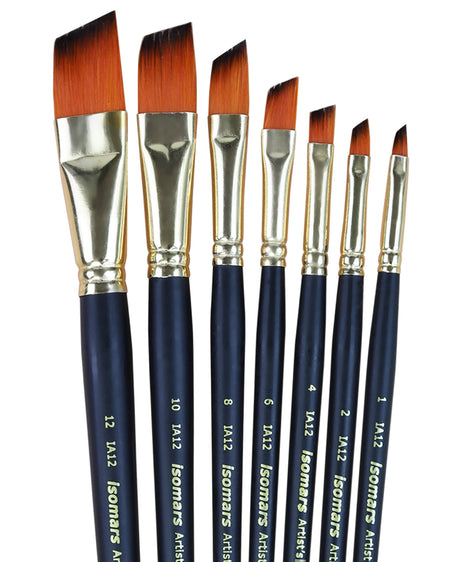 Isomars Angular Paint Brush Set Artist Brushes for Acrylic & Watercolor - Isomars