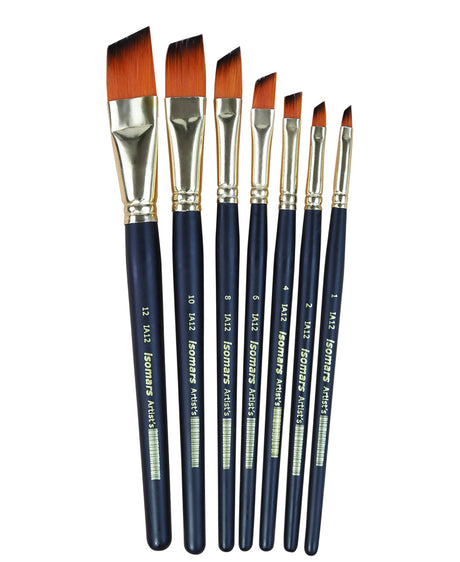 Isomars Angular Paint Brush Set Artist Brushes for Acrylic & Watercolor - Isomars