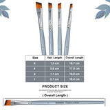 Isomars Angular Paint Brush Set of 4, Sizes 2, 4, 6, 8 - Isomars