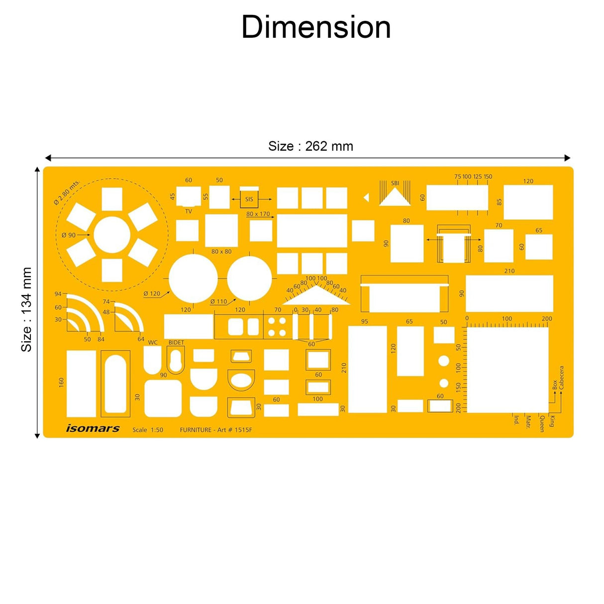 Isomars Architect Furniture Template Scale 1:50 | Professional Interior Design & Furniture Layout Drafting Stencil | Transparent Drawing Template for Architects, Interior Designers, Engineers & Students - Isomars