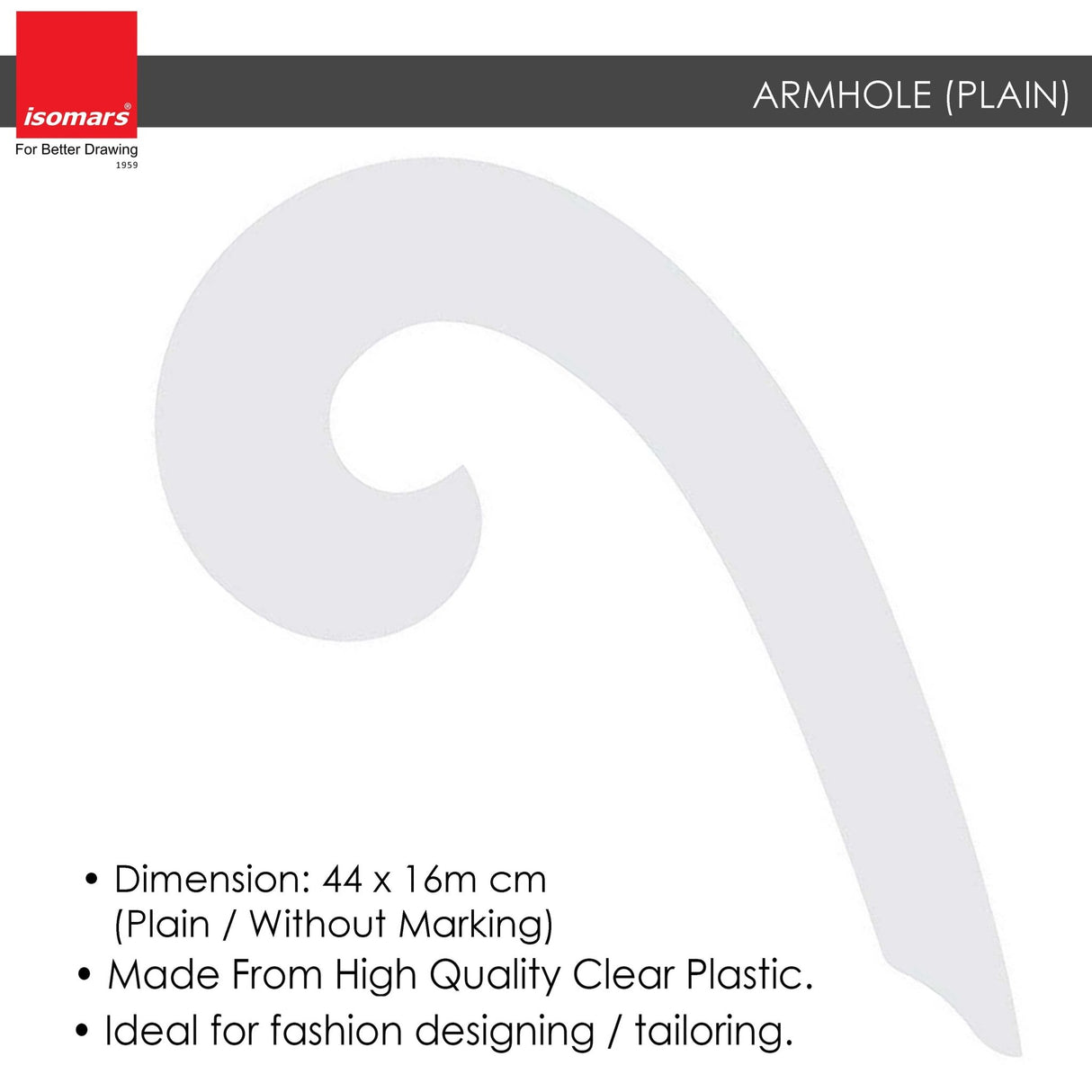 Isomars Armhole Curve Set of 2 - Large Plain Curve And Small Curve With Marking - Isomars