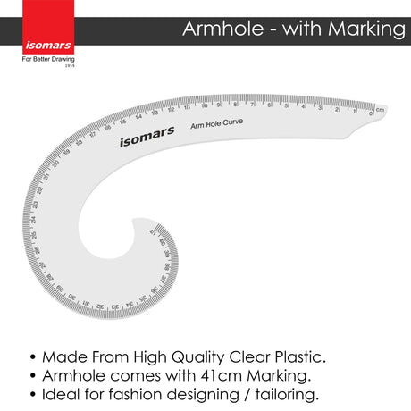 Isomars Armhole Curve Set of 2 - Large Plain Curve And Small Curve With Marking - Isomars