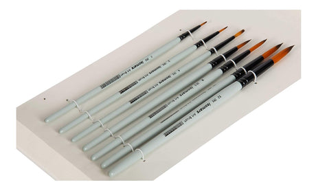 Isomars Artist Paint Brush Set of 7 with Color Palette | Portable White Paint Mixing Palette with Ergonomic Grip & Round Synthetic Brushes for Acrylic, Watercolor & Oil Painting - Isomars