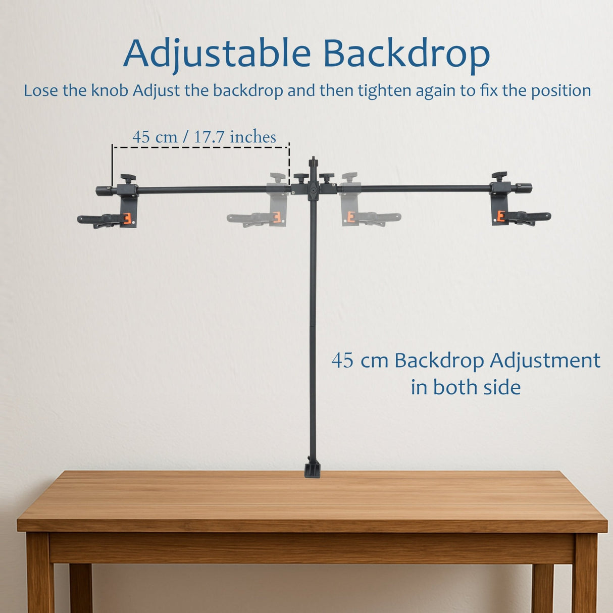 ISOMARS Backdrop Stand, Background Sheet Holder Stand, T-Shape Backdrop Stand, 33 inches Height & 41 inches Length, Table Holding C clamp, Adjustable Height and Backdrop, Phtography Stand - Isomars