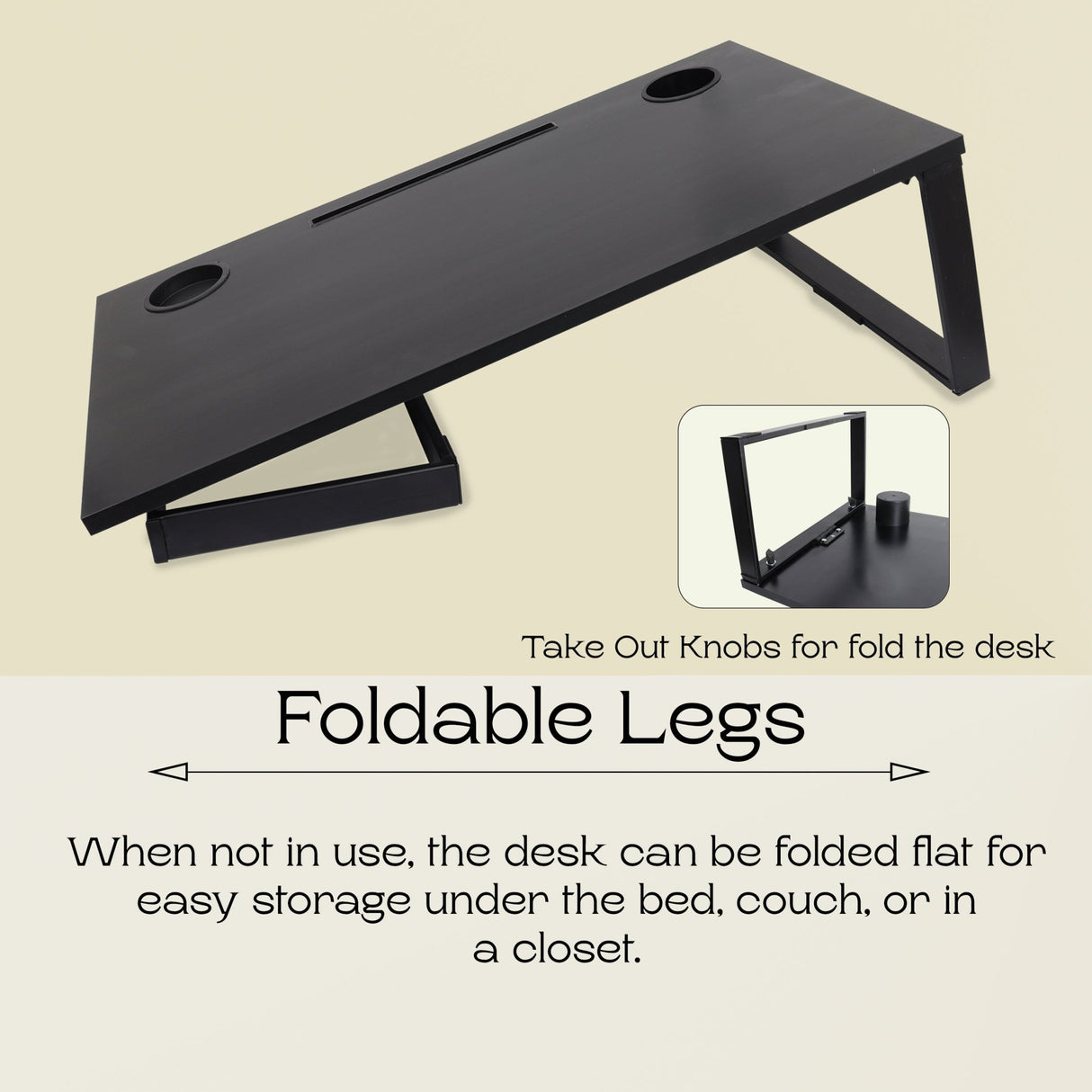 Isomars Bed Desk/Floor Desk Laptop Study Table for Work from Home, Online Classes, Card Games and Kid's Activities (Black - Extra Large) - Isomars