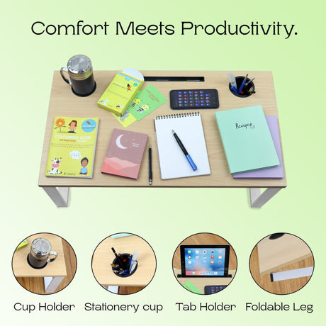 Isomars Bed Desk/Floor Desk Laptop Study Table for Work from Home, Online Classes, Card Games and Kid's Activities (Wooden - Extra Large) - Isomars