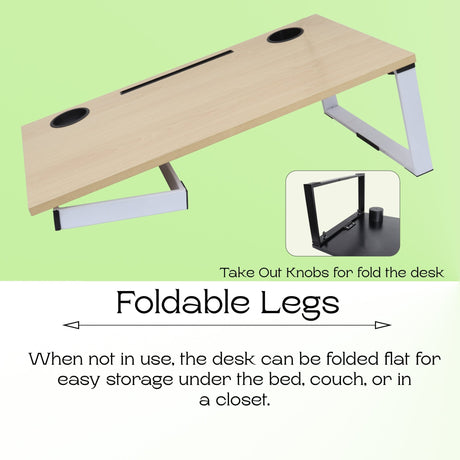 Isomars Bed Desk/Floor Desk Laptop Study Table for Work from Home, Online Classes, Card Games and Kid's Activities (Wooden - Extra Large) - Isomars