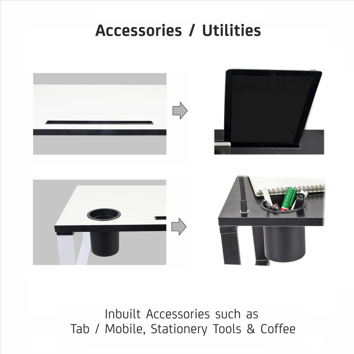 Isomars Bed Desk/Floor Desk with Mobile Holder 76cm x 35.5cm (30" x 14") Laptop Study Table for Work from Home, Online Classes, Card Games and Kid's Activities (Black) - Isomars