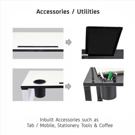 Isomars Bed Desk/Floor Desk with Mobile Holder 76cm x 35.5cm (30" x 14") Laptop Study Table for Work from Home, Online Classes, Card Games and Kid's Activities (Black) - Isomars
