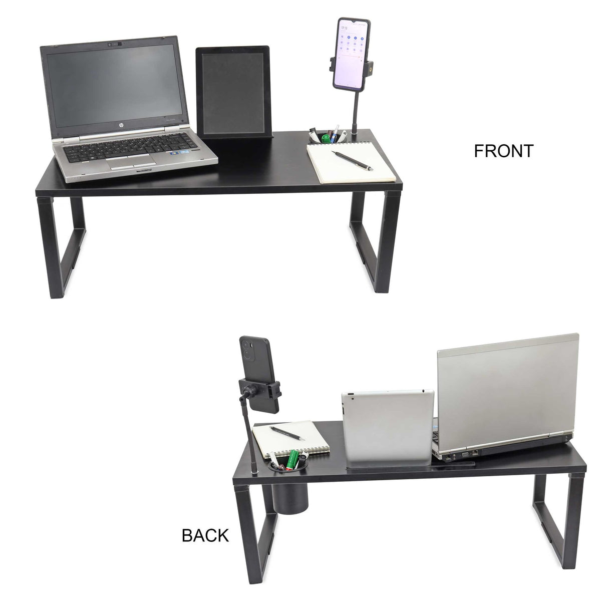 Isomars Bed Desk/Floor Desk with Mobile Holder 76cm x 35.5cm (30" x 14") Laptop Study Table for Work from Home, Online Classes, Card Games and Kid's Activities (Black) - Isomars