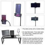 Isomars Bed Desk/Floor Desk with Mobile Holder 76cm x 35.5cm (30" x 14") Laptop Study Table for Work from Home, Online Classes, Card Games and Kid's Activities (Black) - Isomars