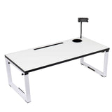 Isomars Bed Desk/Floor Desk with Mobile Holder 76cm x 35.5cm (30" x 14") Laptop Study Table for Work from Home, Online Classes, Card Games and Kid's Activities (White) - Isomars
