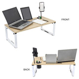 Isomars Bed Desk/Floor Desk with Mobile Holder 76cm x 35.5cm (30" x 14") Laptop Study Table for Work from Home, Online Classes, Card Games and Kid's Activities (Wooden) - Isomars