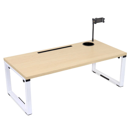 Isomars Bed Desk/Floor Desk with Mobile Holder 76cm x 35.5cm (30" x 14") Laptop Study Table for Work from Home, Online Classes, Card Games and Kid's Activities (Wooden) - Isomars
