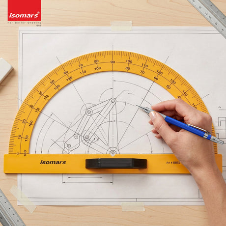 Isomars Blackboard/Whiteboard Teacher's Protractor - 180 Degrees - Large Size - Isomars
