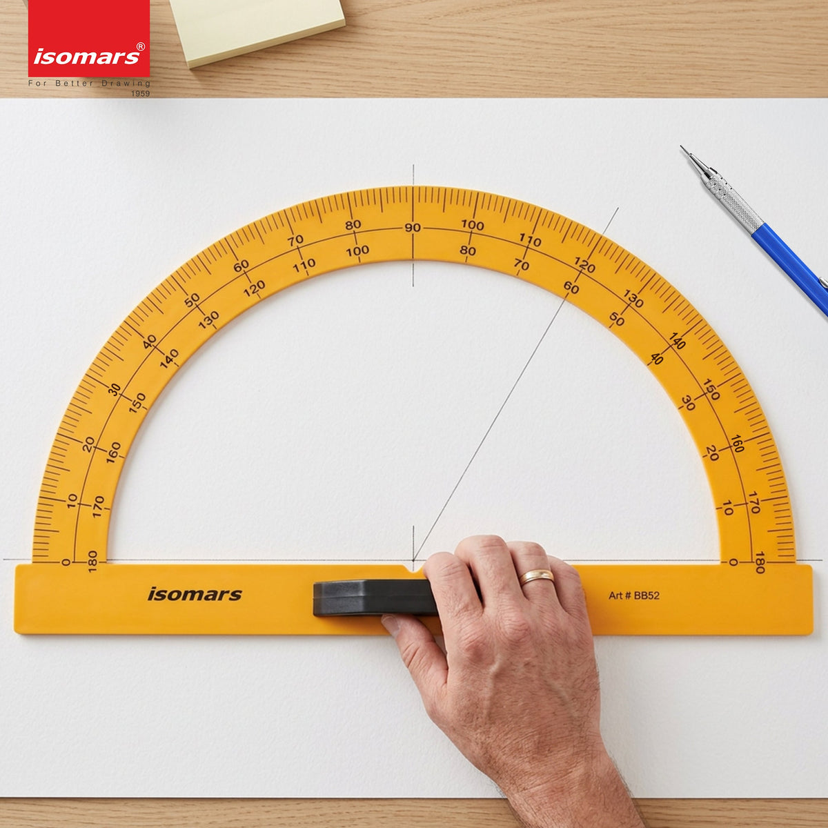 Isomars Blackboard/Whiteboard Teacher's Protractor - 180 Degrees - Large Size - Isomars