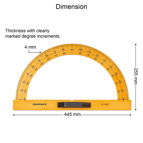 Isomars Blackboard/Whiteboard Teacher's Protractor - 180 Degrees - Large Size - Isomars