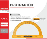 Isomars Blackboard/Whiteboard Teacher's Protractor - 180 Degrees - Large Size - Isomars