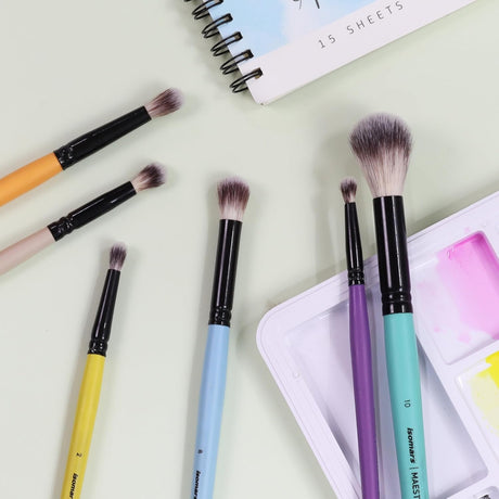 Isomars Blending Brush Set of 6 - Professional Round Artist Brushes for Soft Blending, Shading and Transitions - Ideal for Watercolor, Acrylic, Gouache, and Ink - Sizes 1, 2, 4, 6, 8, 10 - Isomars