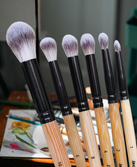 Isomars Blending Brush Studium - Set of 6 - Professional Artist Brushes for Soft Blending & Shading Ideal for Watercolor, Acrylic, Oil Painting and Ink Transitions - Sizes - 1,2,4,6,8,10 - Isomars