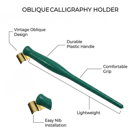 Isomars Calligraphy Dip Pen Set with 4 Nibs & Brass Flange Holder for Copperplate, Spencerian, Arabic & Gothic calligraphy - Isomars