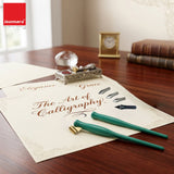 Isomars Calligraphy Dip Pen Set with 4 Nibs & Brass Flange Holder for Copperplate, Spencerian, Arabic & Gothic calligraphy - Isomars