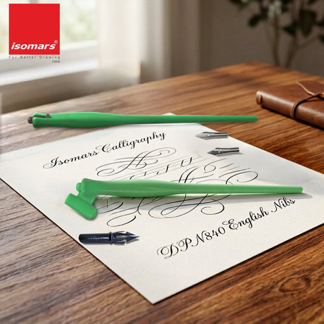 Isomars Calligraphy Pen Set with 2 Holders, 3 Nibs & Plastic Flange for elegant calligraphy and lettering - Isomars