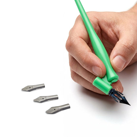 Isomars Calligraphy Pen Set with 2 Holders, 4 Nibs & Plastic Flange for Copperplate, Arabic and Gothic calligraphy - Isomars