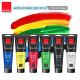 Isomars Canvaa Acrylic Paint 100ml - Set of 6 Vibrant Pigmented & Fadeproof Colors - ARTIST SERIES - For Canvas Painting, Scrap Book, Paper Board, Wood & Terracotta - Isomars