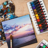 Isomars Canvaa Acrylic Paint 12ml And Set of 4 Round Brush Free - Vibrant Pigmented & Fadeproof Colours 4 - ARTIST SERIES - For Canvas Painting, (12ML - Set of 24) - Isomars