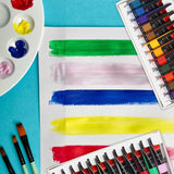 Isomars Canvaa Acrylic Paint 12ml And Set of 4 Round Brush Free - Vibrant Pigmented & Fadeproof Colours 4 - ARTIST SERIES - For Canvas Painting, (12ML - Set of 24) - Isomars