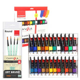 Isomars Canvaa Acrylic Paint 12ml And Set of 4 Round Brush Free - Vibrant Pigmented & Fadeproof Colours 4 - ARTIST SERIES - For Canvas Painting, (12ML - Set of 24) - Isomars