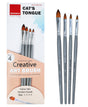 Isomars Cat’s Tongue Art Brush Set of 4 - Taklon Hair, Sizes 1, 2, 4, 6 - Isomars