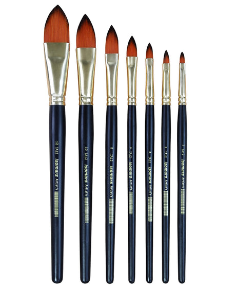 Isomars Cat's Tongue Paint Brush Set of 7 | Sizes 1, 2, 4, 6, 8, 10, 12 - Isomars