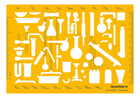 Isomars Chemistry Chemical Engineering Laboratory Lab Equipment Symbols Drawing Drafting Stencil Template - 212 x 148mm - Isomars
