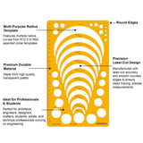 Isomars Circle Radius Template Ruler | Precision Drafting Stencil with Radius Curves R12.5-R60, Circle Templates & Metric Scale | Engineering, Architecture, Technical Drawing & Design Tool (150 x 257 mm) - Isomars