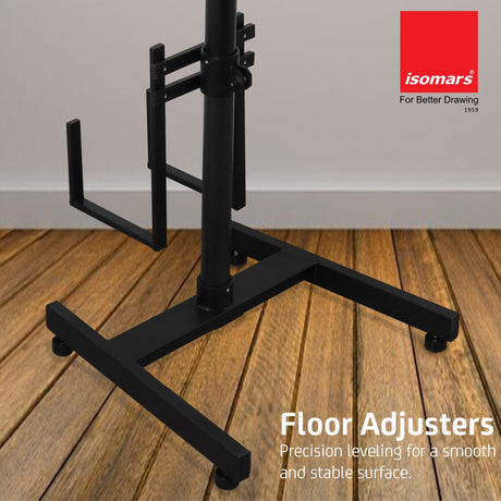 Isomars Computer Standing Desktop Workstation with Dual Monitor Mount Adjustable Height with Keyboard & Mouse Tray Space for CPU Holder, Sit Stand Table comes with Wheel for easy to move - Isomars