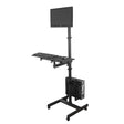 Isomars Computer Standing Desktop Workstation with Monitor Mount Adjustable Height with Keyboard & Mouse Tray Space for CPU Holder, Sit Stand Table Comes with Wheels for Easy to Move. - Isomars