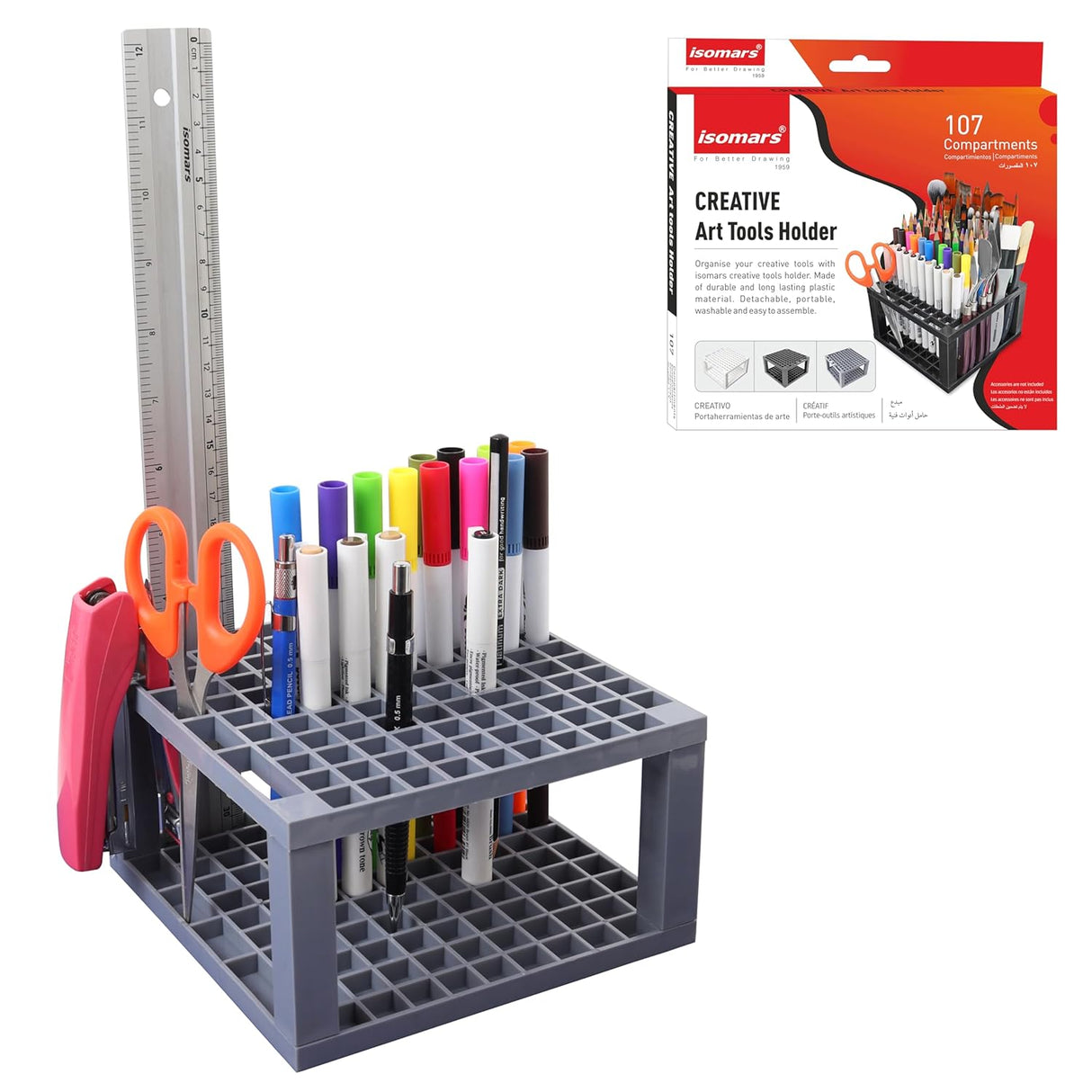 Isomars Creative Art Tools Holder | Desktop Art Supply Organiser (Without tools) - Isomars