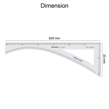Isomars Designer L Curve Ruler 600 x 210 mm | Set Square, Inch & CM - Isomars