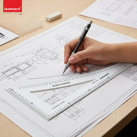 Isomars Designer L Curve Ruler 600 x 210 mm | Set Square, Inch & CM - Isomars