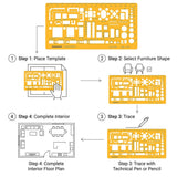 Isomars Designing Templates Combo Set of 8 | Engineering, Architecture & Interior Design Drafting Stencil Kit with General Purpose Template, Furniture, Electrical & Geometric Templates for Drawing & Drafting - Isomars