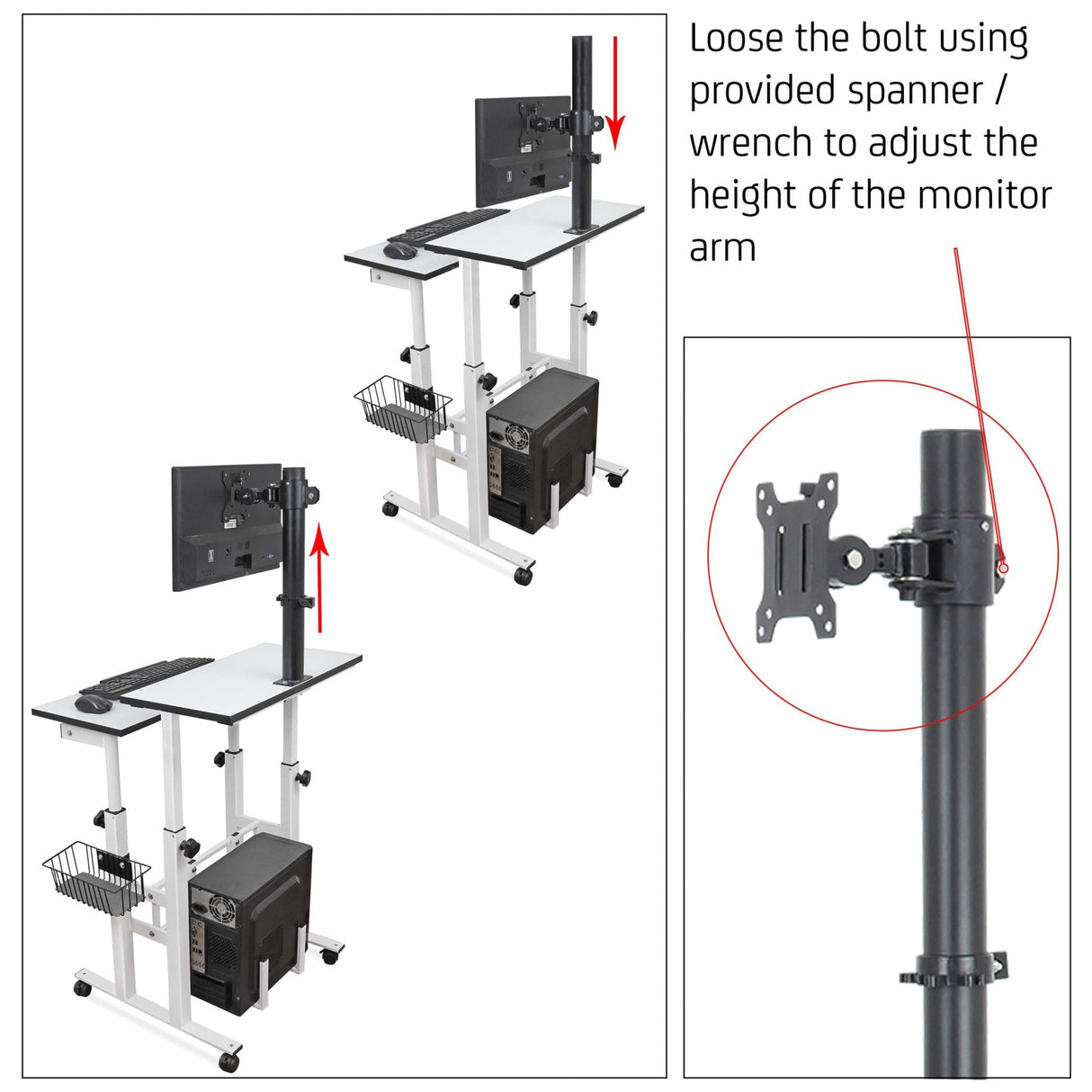 Isomars Desktop & Laptop Multipurpose Table and Adjustable Height & angles, Computer Workstation, Monitor Arm Pipe - Useful for Using Gadgets Like Desktop, Laptop Made In India (WHITE) - Isomars