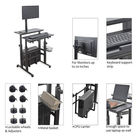 Isomars Desktop & Laptop Multipurpose Table and Adjustable Height & angles, Computer Workstation, Monitor Arm Pipe - Useful for Using Gadgets Like Desktop, Laptop Made In India (Black) - Isomars
