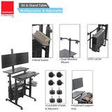 Isomars Desktop Table with dual Monitor Mount - Adjustable Height & Angles, Computer Workstation Useful for Gadgets Like Desktop, Laptop- Made in India (Black). - Isomars