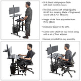 Isomars Desktop Table with dual Monitor Mount - Adjustable Height & Angles, Computer Workstation Useful for Gadgets Like Desktop, Laptop- Made in India (Black). - Isomars