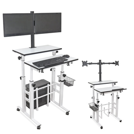 Isomars Desktop Table with dual Monitor Mount - Adjustable Height & Angles, Computer Workstation Useful for Gadgets Like Desktop, Laptop- Made in India (white). - Isomars