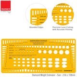 Isomars Diamond Weight Estimator with Multiple Cut Jewelry Design Drawing Drafting Template Stencil - 236 x 108mm - Isomars