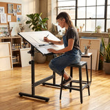 Isomars Drafting Metal Stool - Detachable Stool for Engineers, Architects, Draughtsman with 24" Height & Seat Size 10.5" Full Metal Body (Black) - Isomars