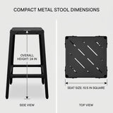 Isomars Drafting Metal Stool - Detachable Stool for Engineers, Architects, Draughtsman with 24" Height & Seat Size 10.5" Full Metal Body (Black) - Isomars